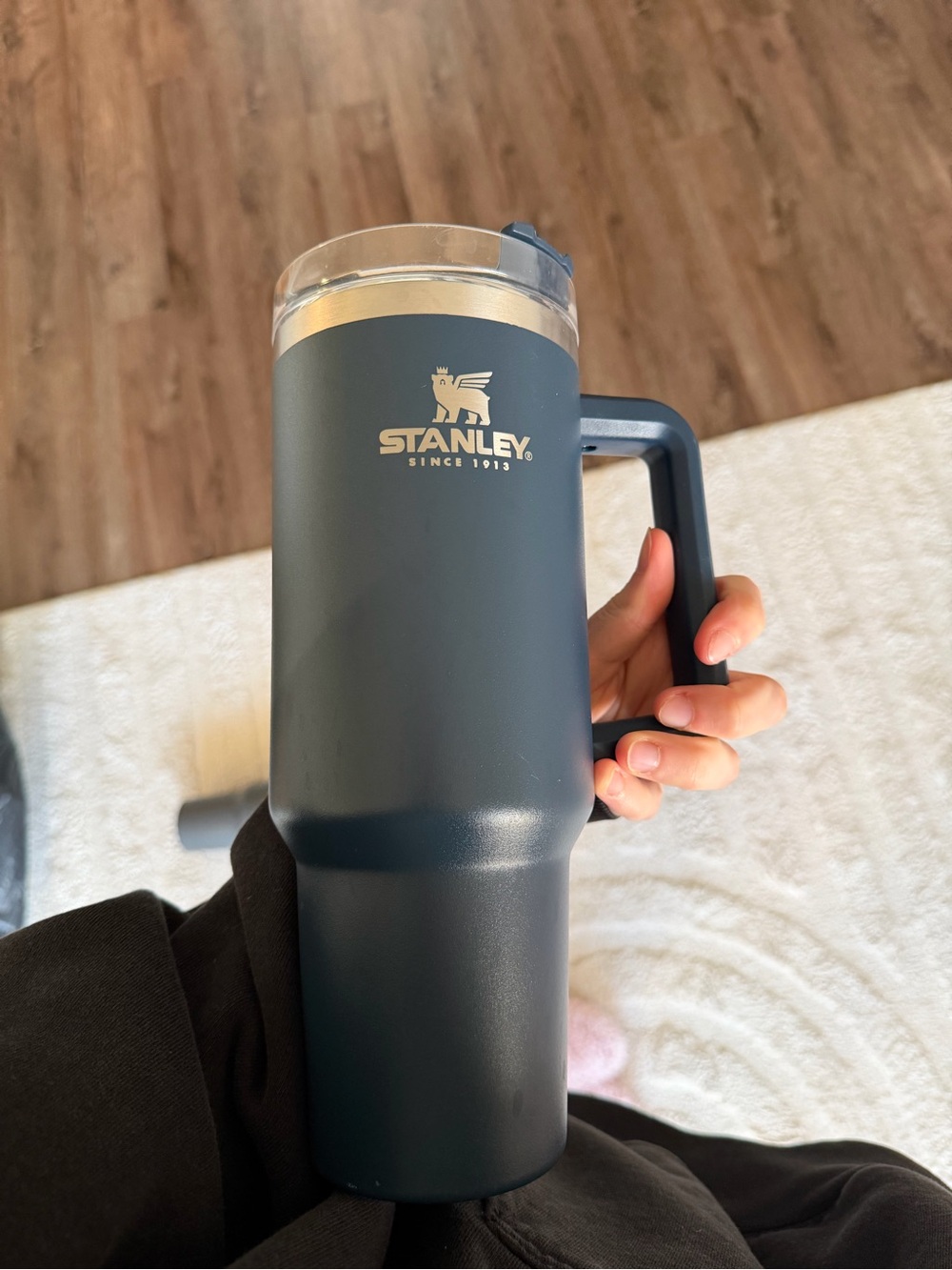 Stanley Travel Mug - Matte Navy Blue with Clear Lid